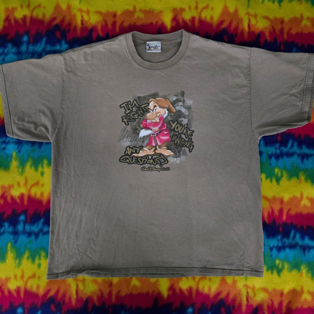 Vintage Walt Disney World Graffiti Grumpy Im Right Youre Wrong T-Shirt  Mens 2XL